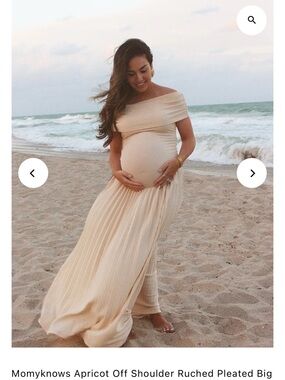 Mommyknows Apricot Off-Shoulder Maternity Maxi Dress